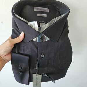 Calvin Klein Slim Fit Dress Shirt Men's Size 18 34/35 black.